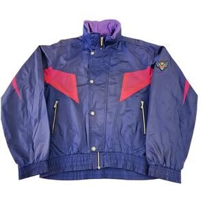 Vintage 80s Asics Blue Star Pattern Patch Ski Snow Winter Jacket Men Size XL